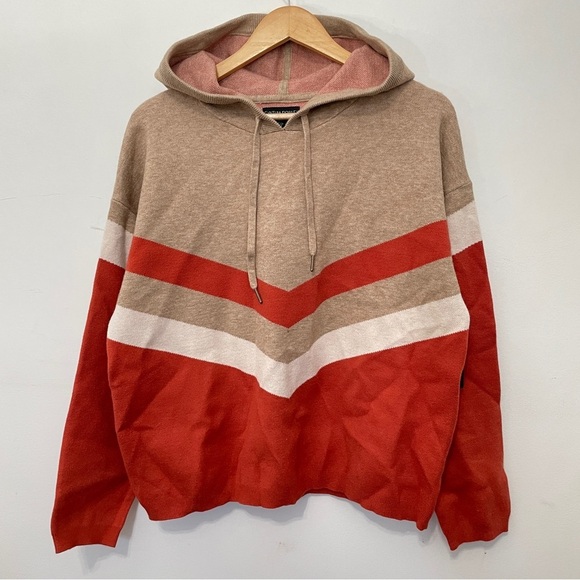 Red and Tan Striped Hoodie - Picture 1 of 6
